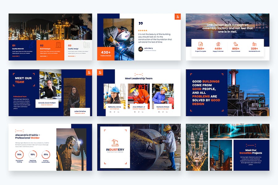 蓝色工业工厂企业介绍PPT模板 - PPT派