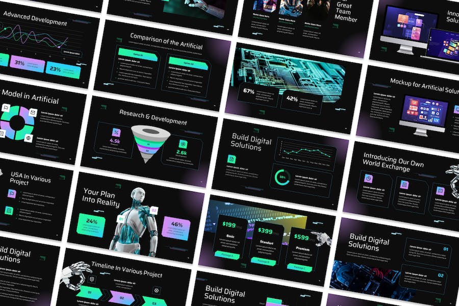 人工智能技术应用解决方案PPT模板 - PPT派