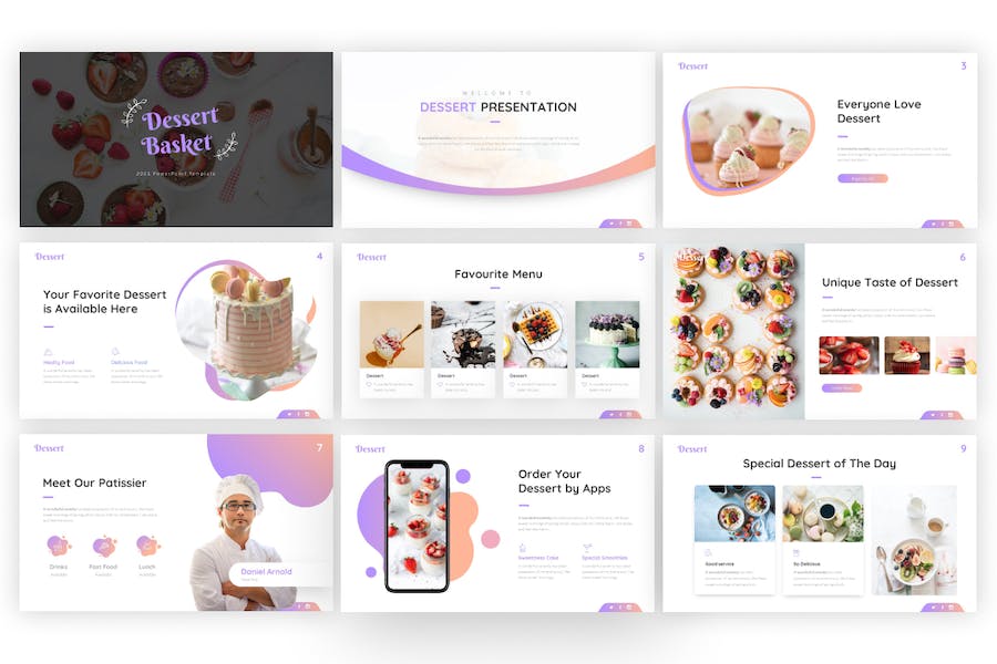 Dessert-basket-food-creative-powerpoint-template - PPT派