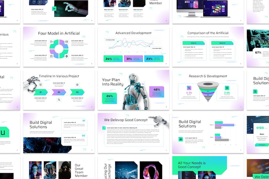 人工智能技术应用解决方案PPT模板 - PPT派