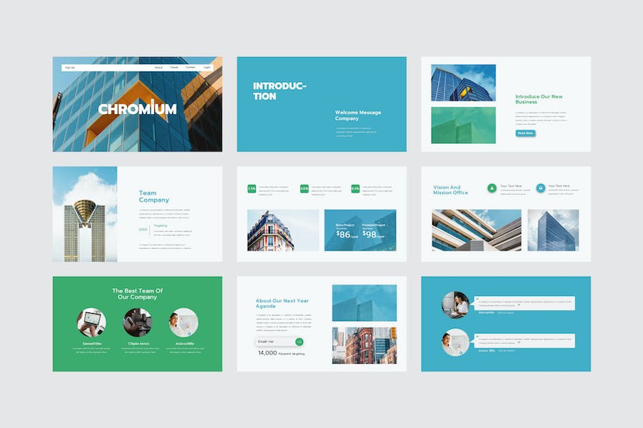 高科技感铬色系商务演示PPT模板 - PPT派