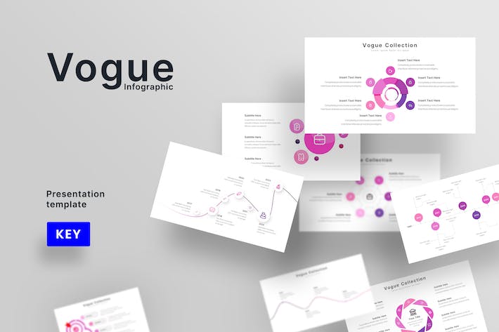 时尚杂志风格数据信息图形Keynote模板 - PPT派