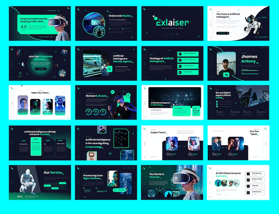 创意人工智能设计展示方案PPT模板 - PPT派