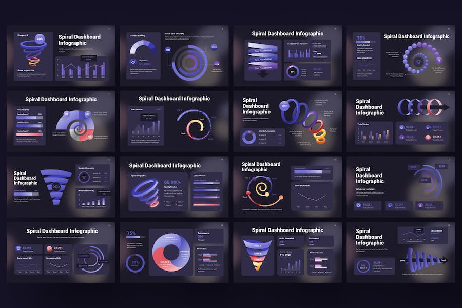 螺旋仪表板数据监控Keynote模板 - PPT派