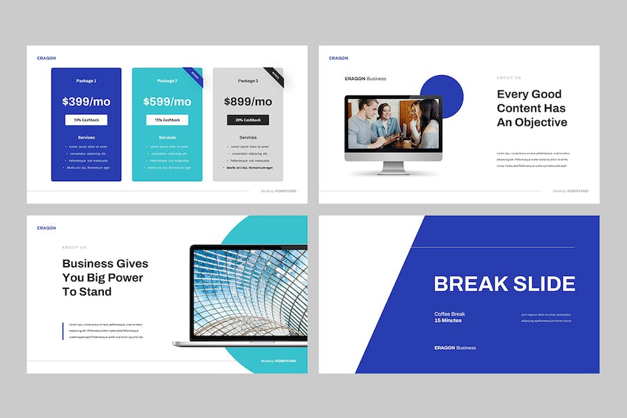 现代商务企业品牌形象视觉展示PPT模板 - PPT派