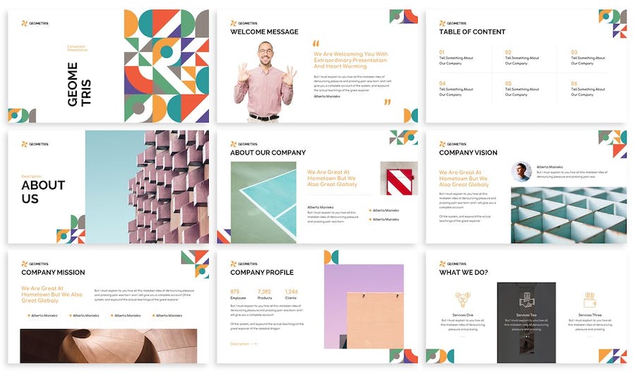 几何图形讲述展示设计构思应用Keynote模板 - PPT派