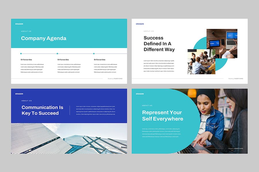 现代商务企业品牌形象视觉展示PPT模板 - PPT派