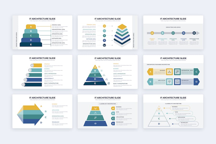 企业IT架构技术系统信息图表PPT模板 - PPT派