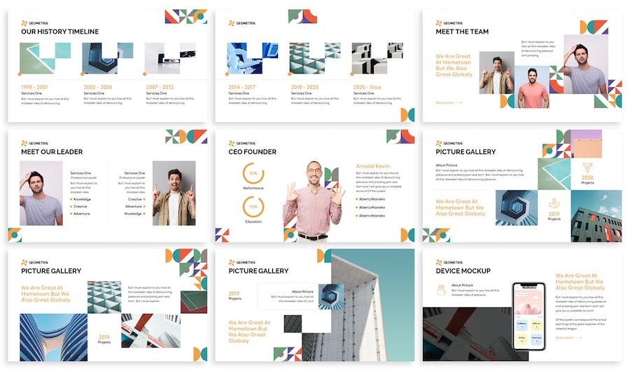 几何图形讲述展示设计构思应用Keynote模板 - PPT派