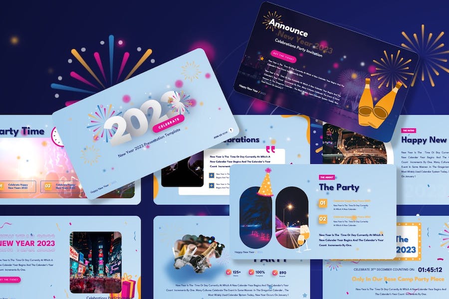 新年庆祝盛典活动宣传展示PPT模板 - PPT派