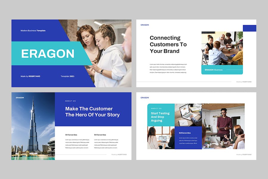 现代商务企业品牌形象视觉展示PPT模板 - PPT派