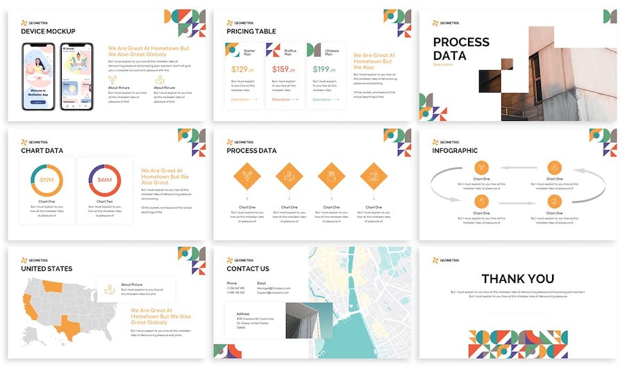几何图形讲述展示设计构思应用Keynote模板 - PPT派