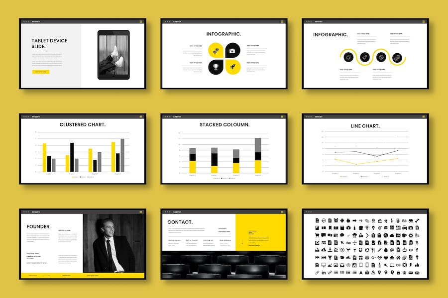 黄色商业创意营销展示PPT模板 - PPT派