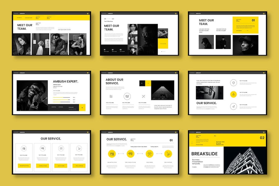 黄色商业创意营销展示PPT模板 - PPT派