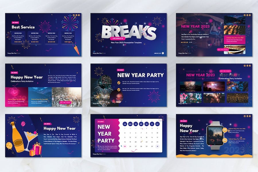 新年庆祝盛典活动宣传展示PPT模板 - PPT派