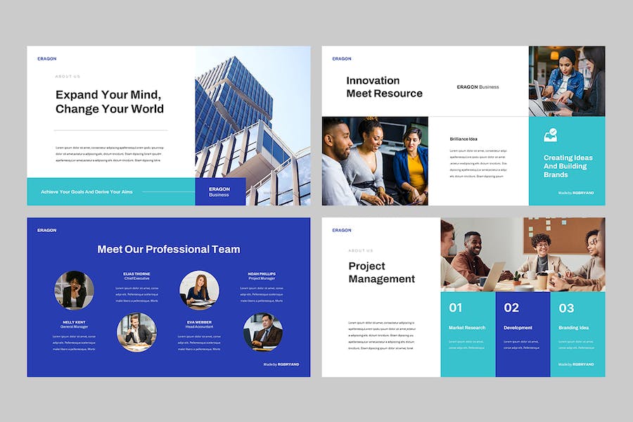 现代商务企业品牌形象视觉展示PPT模板 - PPT派