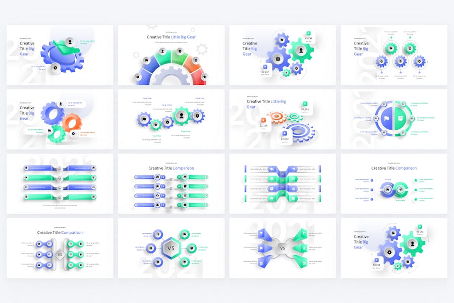 比较-齿轮-信息图-基调-模板 - PPT派