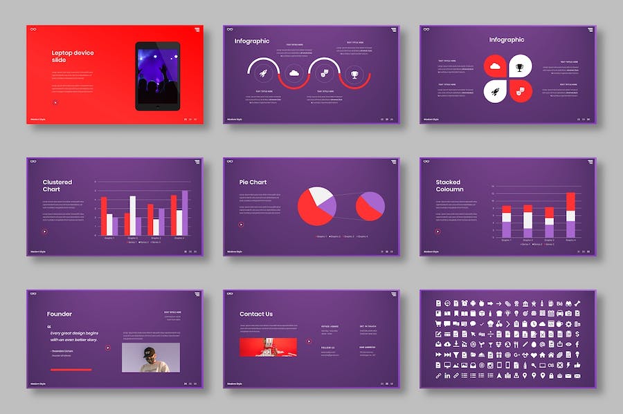 创意视觉设计商务项目展示PPT模板 - PPT派