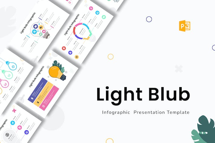 创意彩色灯泡造型信息图形PPT模板 - PPT派