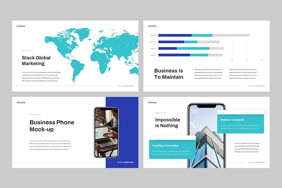 现代商务企业品牌形象视觉展示PPT模板 - PPT派