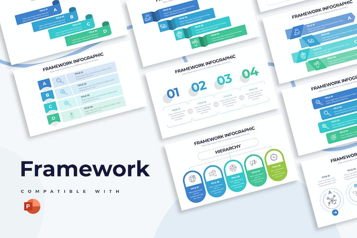 商业框架结构分析信息图形PPT模板 - PPT派
