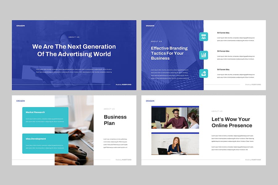 现代商务企业品牌形象视觉展示PPT模板 - PPT派