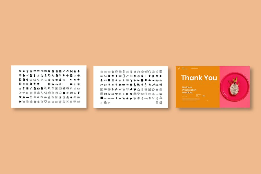 橙色图片拼贴商务策划Keynote模板 - PPT派