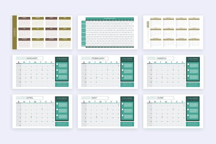 2023年日历计划安排信息图形PPT模板 - PPT派