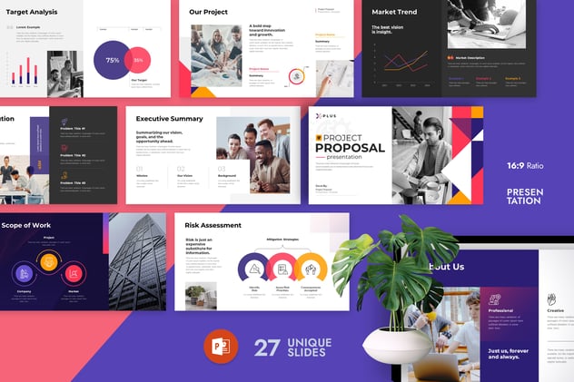多彩项目提案方案设计PPT模板 - PPT派